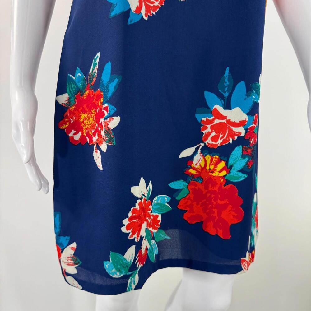 Love…ady Blue Red Floral Print Sleeveless A Line Mini Dress Women’s Size Medium - Picture 10 of 12